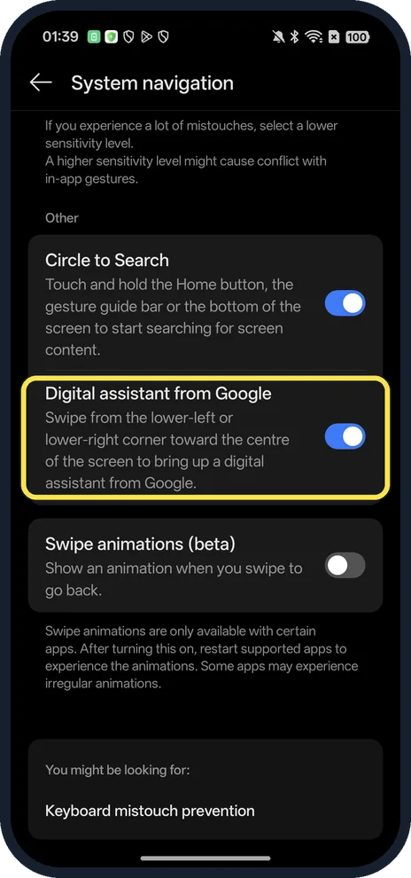 Android screenshot: Digital assistant from Google