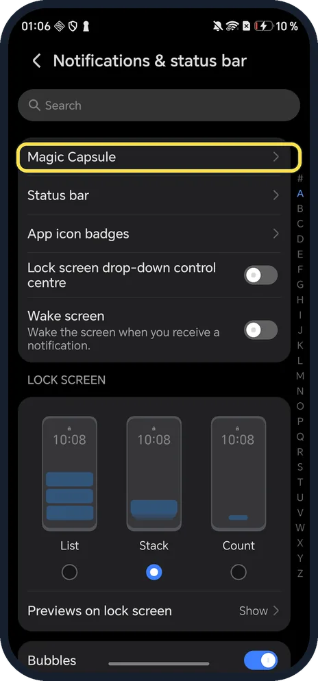 Android screenshot: Magic Capsule
