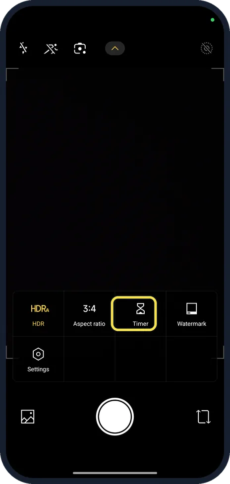 Android screenshot: Timer in the camera top menu