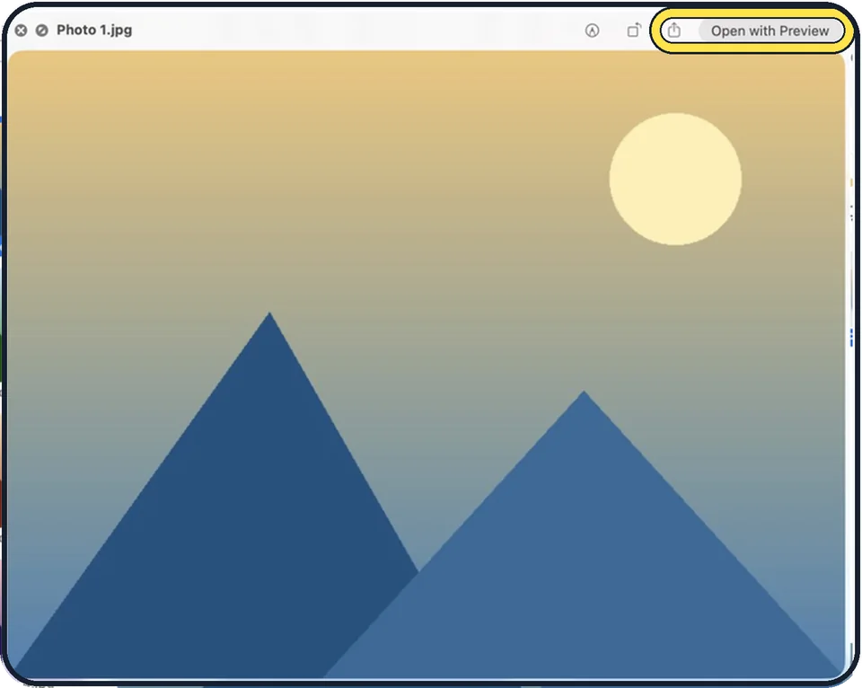 Mac screenshot: Open or share the file