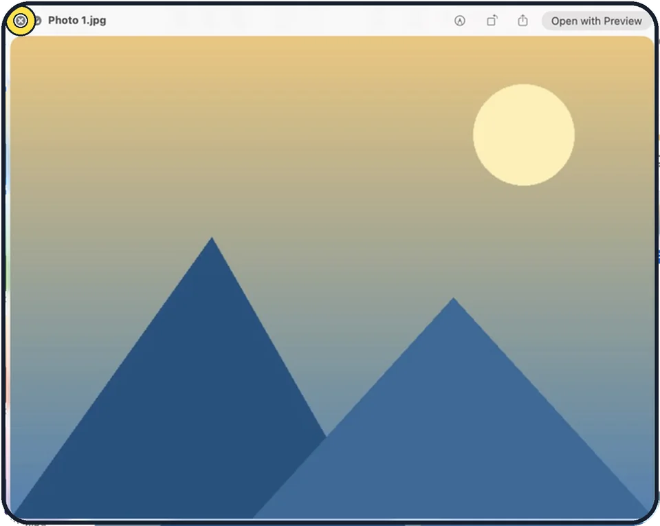 Mac screenshot: Close the preview