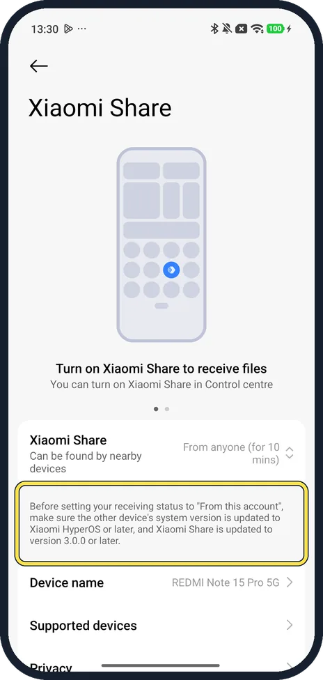 Android screenshot: The version note on our Redmi