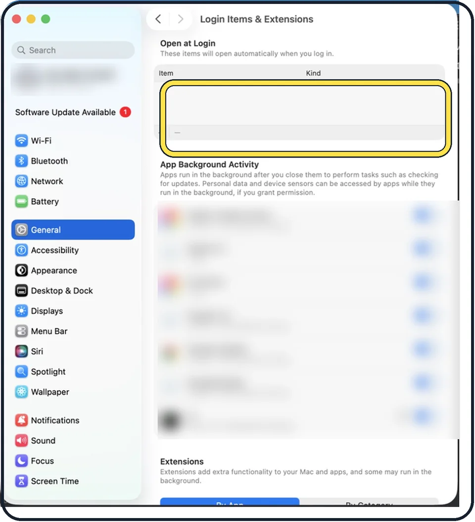 Mac screenshot: Test in safe mode