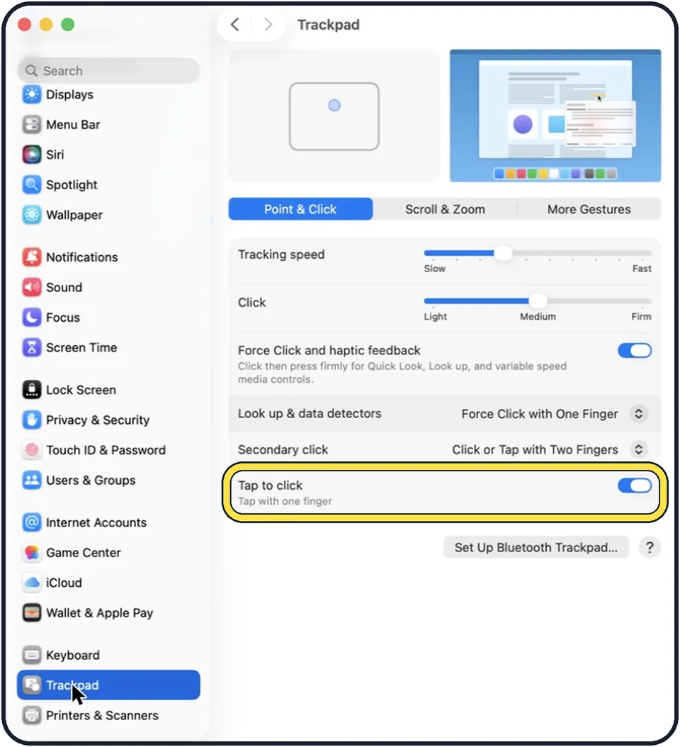 Mac screenshot: One finger