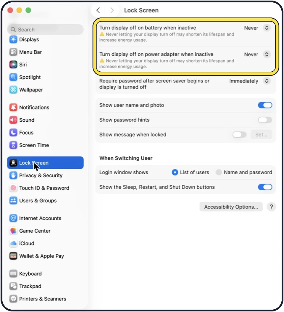 Mac screenshot: Check the sleep times