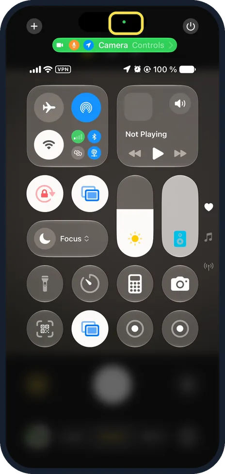 Screenshot from the guide: What the green and orange dots mean on an iPhone