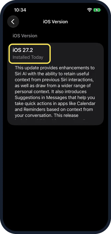 Screenshot from the guide: What's new in iOS 27.2 on an iPhone 17e