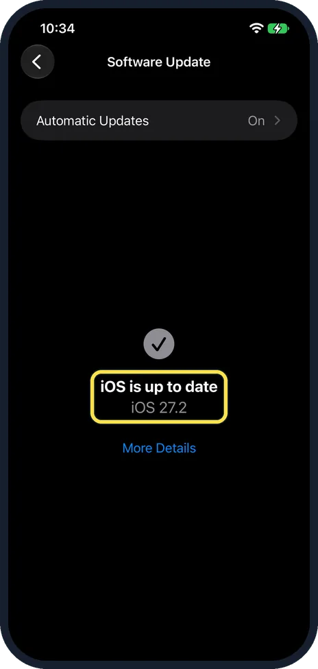 iPhone screen: Software Update shows iOS 27.2