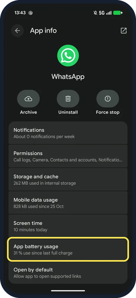Screenshot from the guide: WhatsApp notifications delayed on a Pixel? Settings to check