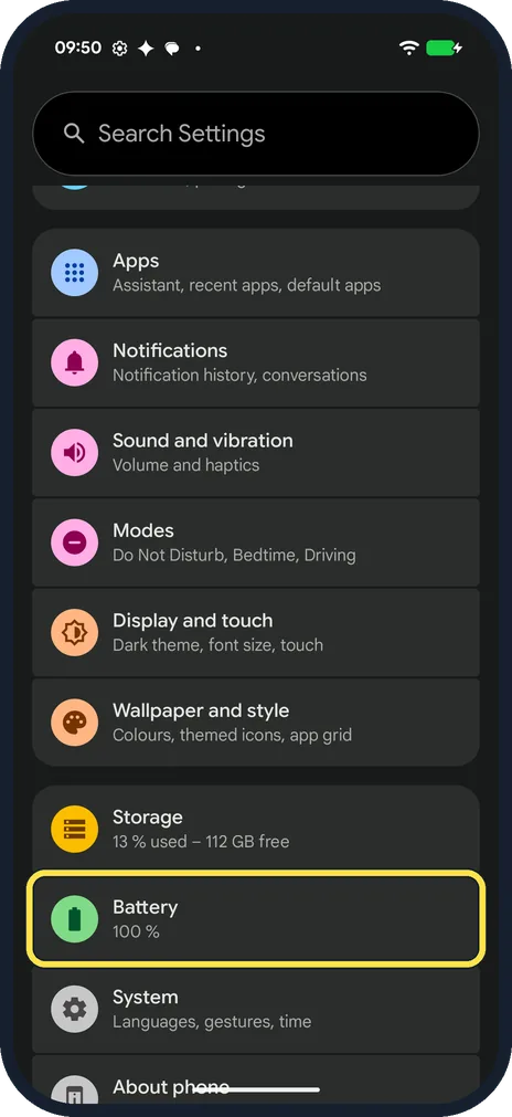 Screenshot from the guide: Where are Adaptive Battery and Adaptive Charging on a Google Pixel? (Android 17)