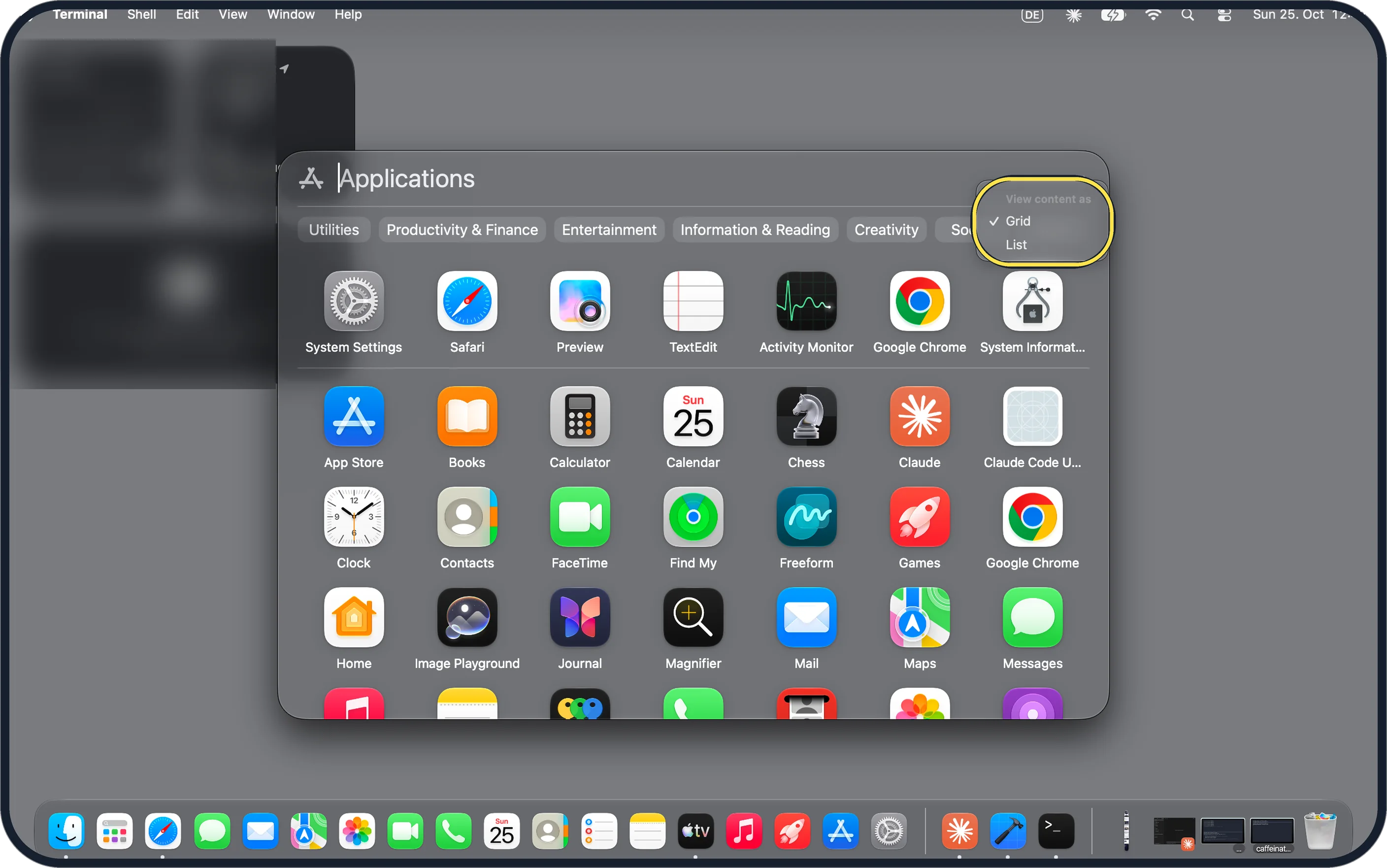 Mac screenshot: Switch between Grid and List