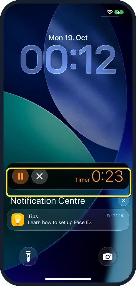 iPhone screen: Swipe down from the top