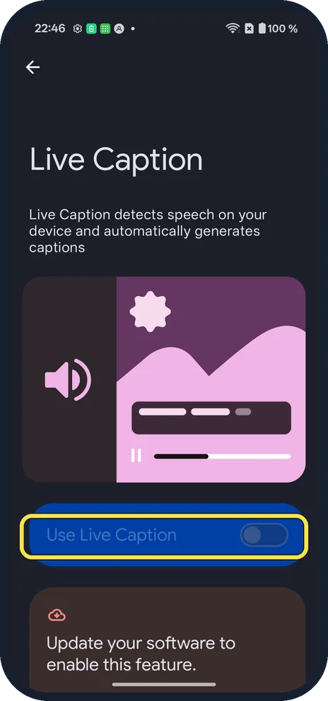 Android screenshot: See the greyed switch