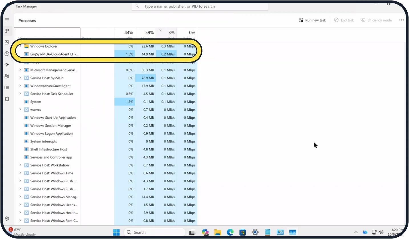 Windows screenshot: Look at the top rows
