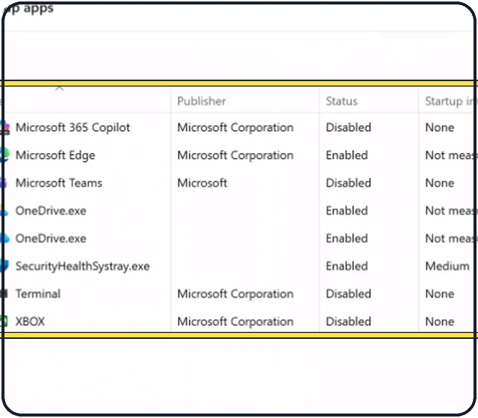 Windows screenshot: Open Startup apps