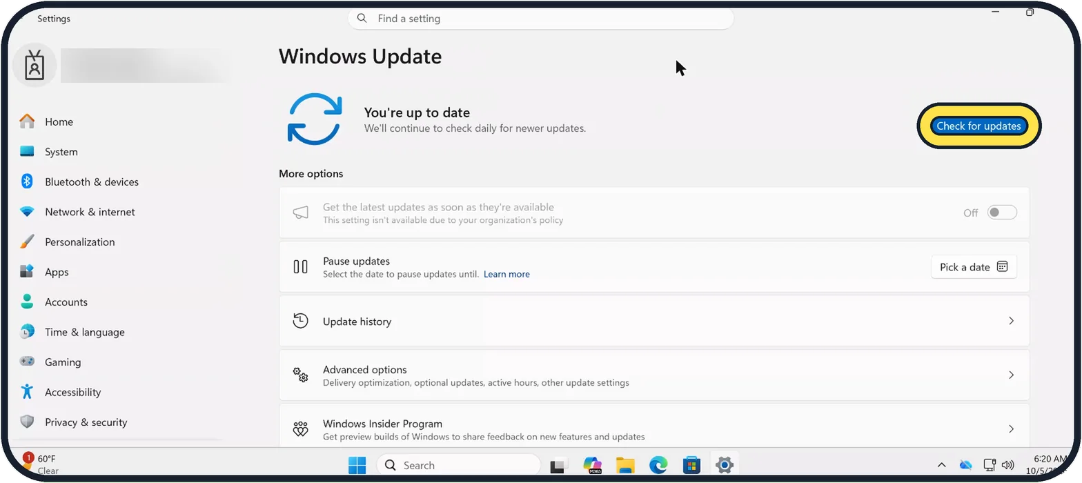 Windows screenshot: Restart and check again