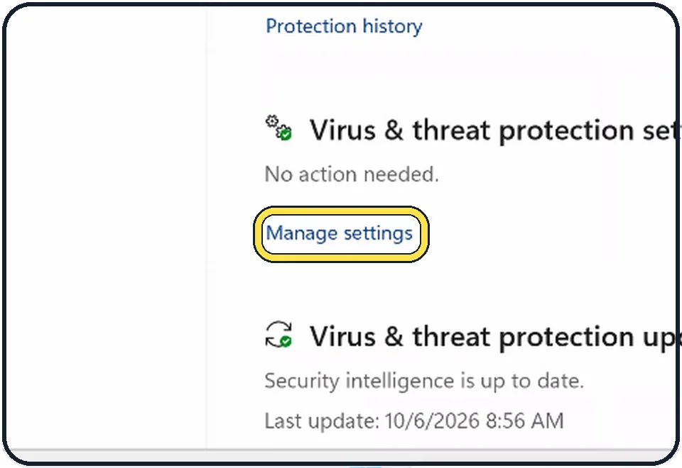 Windows screenshot: Stop Defender scanning one folder