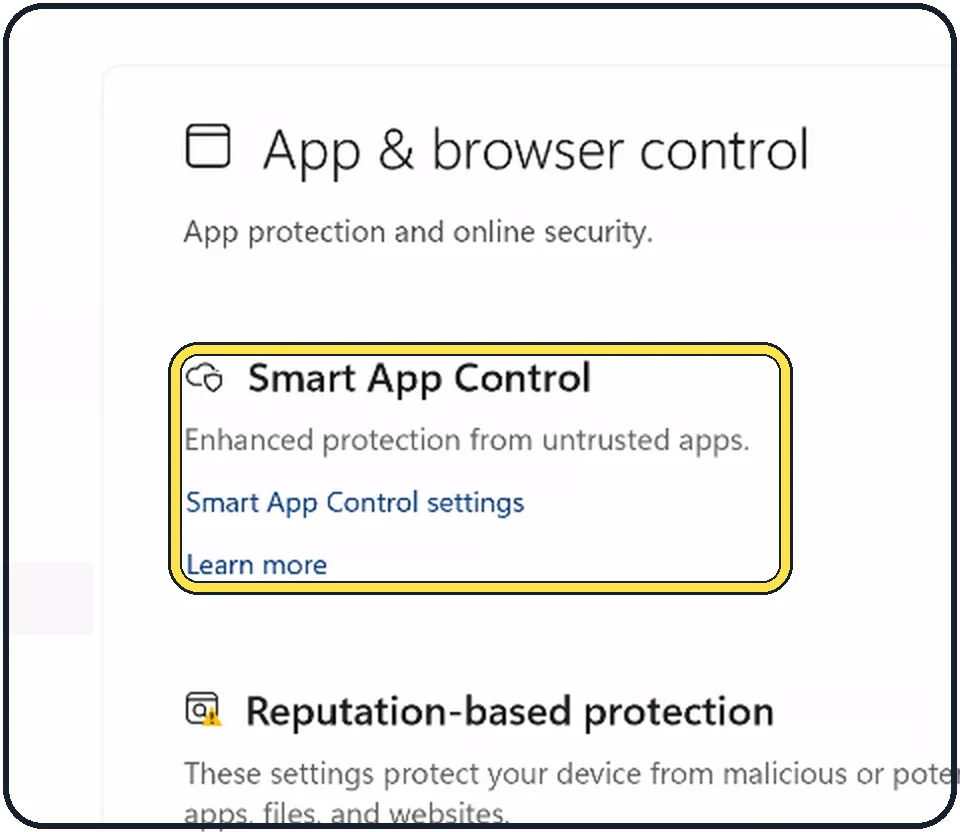 Windows screenshot: Check Smart App Control