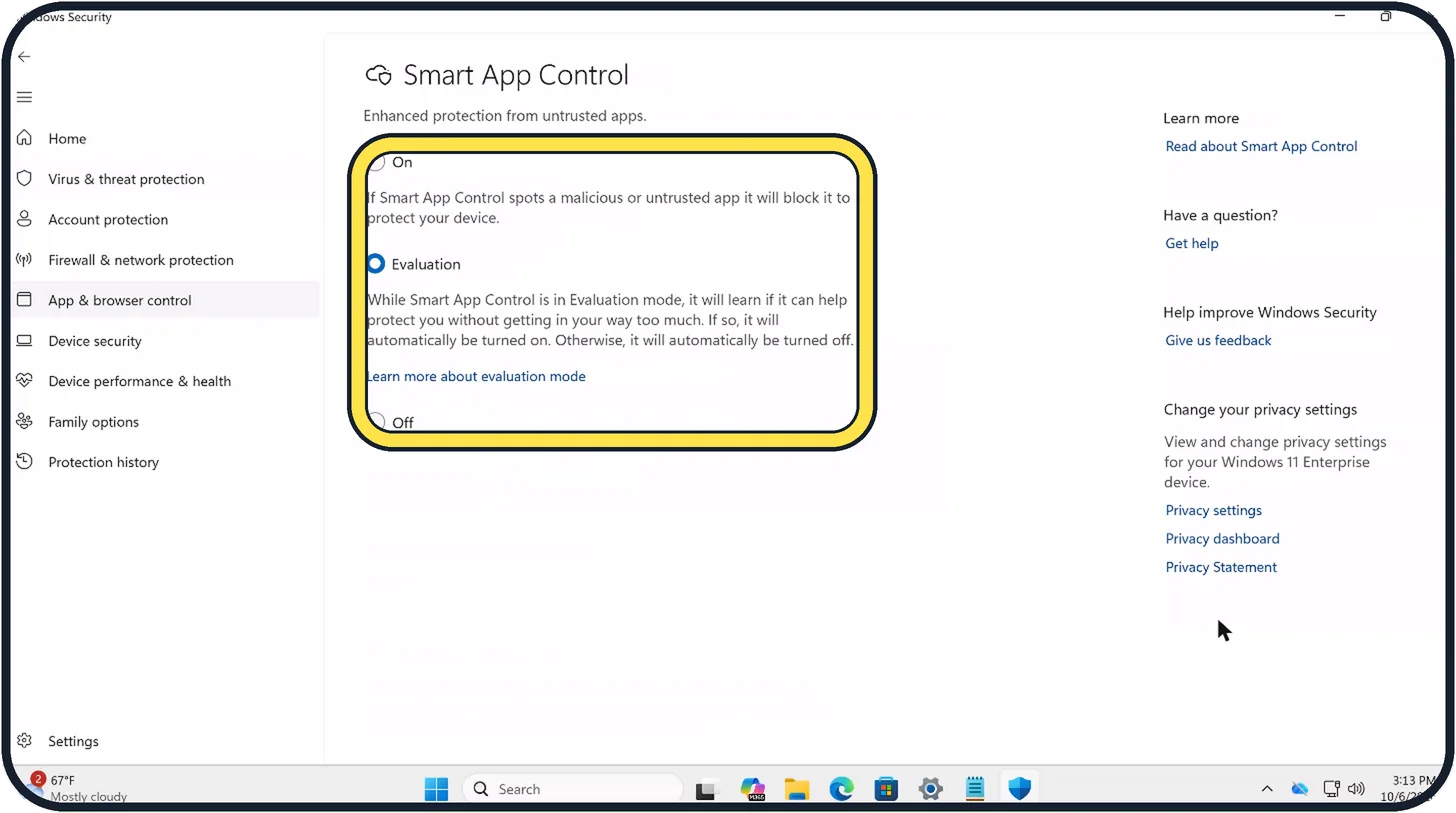 Windows screenshot: Read its setting