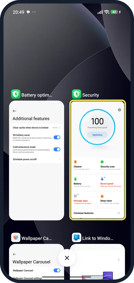 Android screenshot: Open Recents and touch and hold the app
