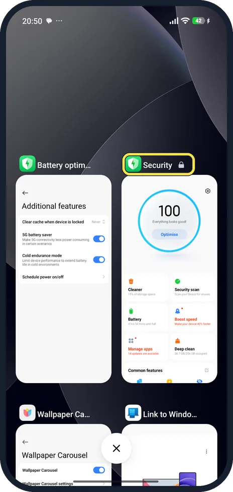 Android screenshot: Check the padlock on the card