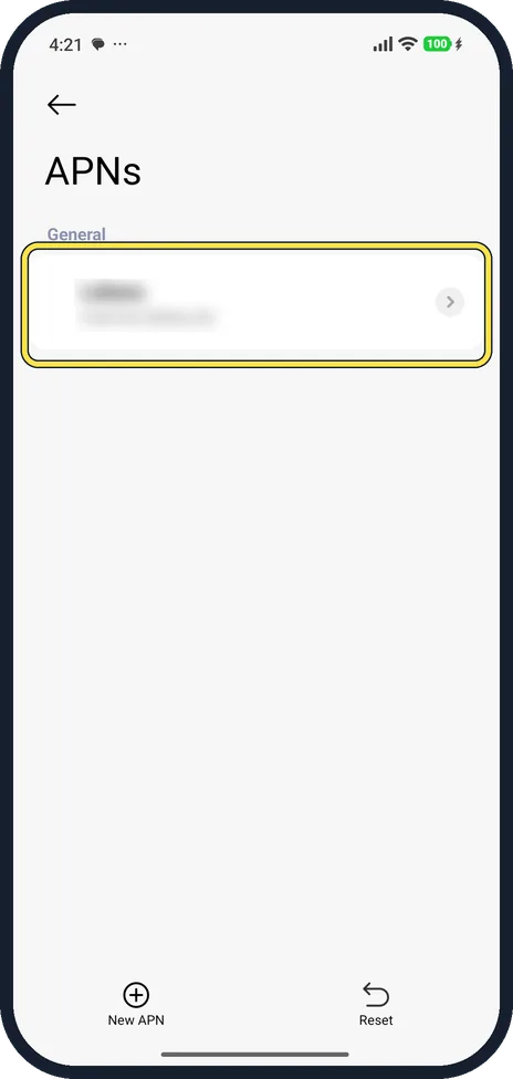 Android screenshot: Check the APN