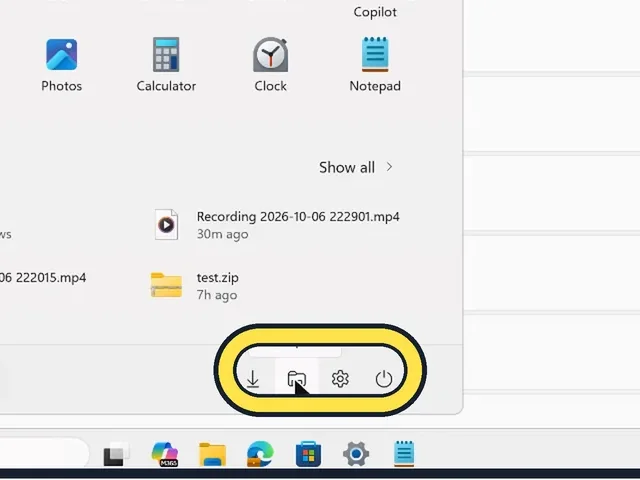 Screenshot from the guide: How to add Settings, File Explorer and other folders to the Start menu on Windows 11