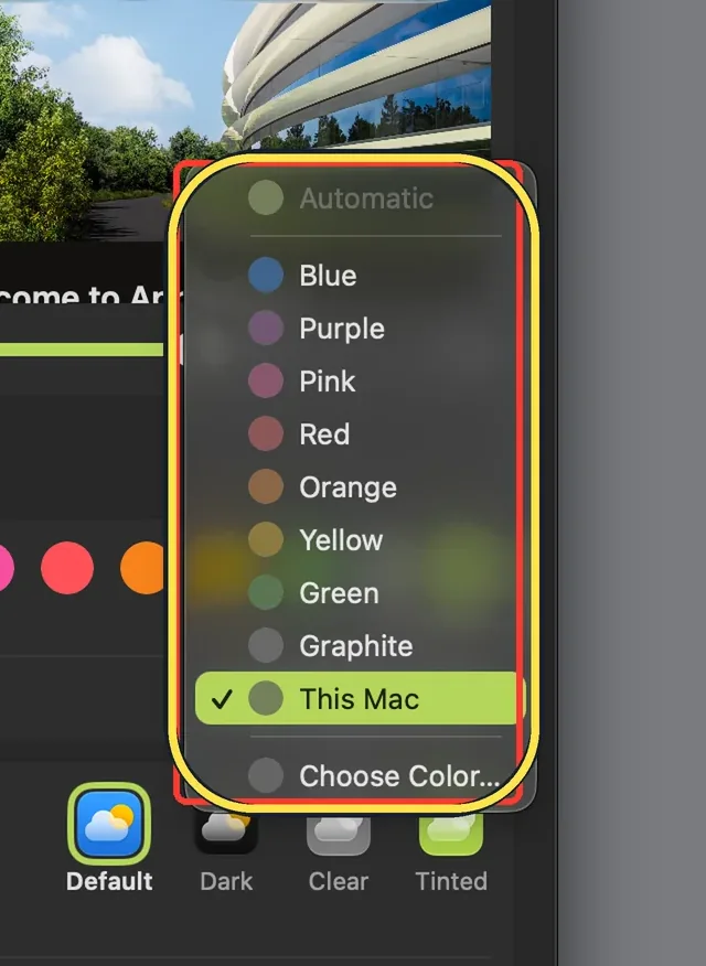 Screenshot from the guide: How to change the accent colour on a Mac