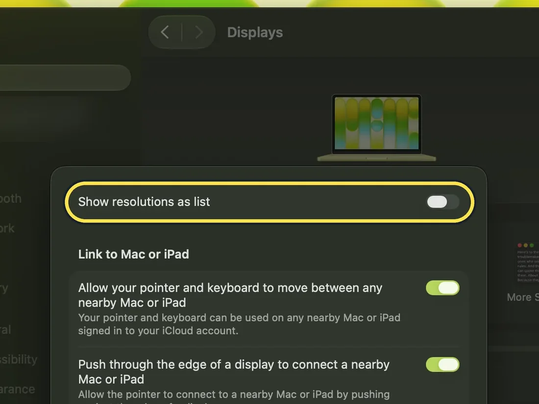 Screenshot from the guide: How to change the screen resolution on a Mac