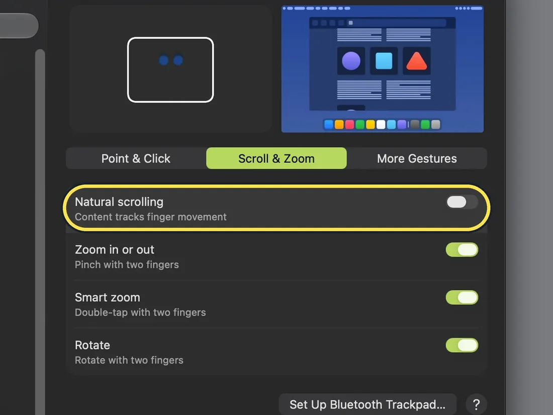 Screenshot from the guide: How to change the scroll direction on a Mac