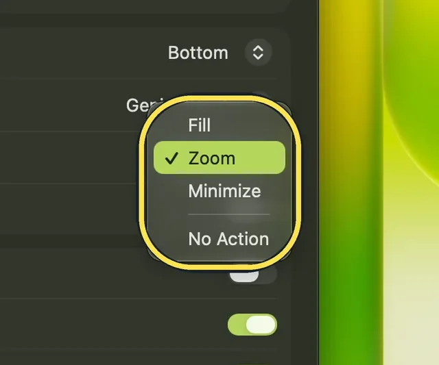 Screenshot from the guide: How to change the title bar double-click action on a Mac