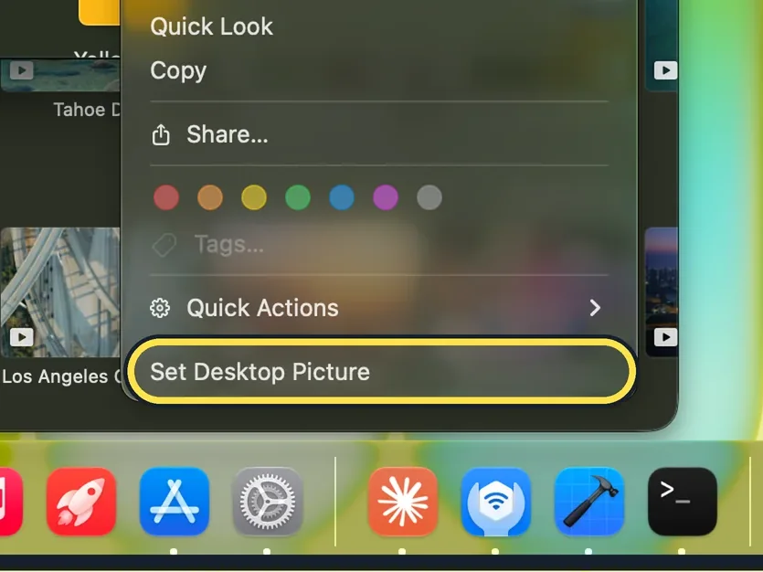 Screenshot from the guide: How to change the wallpaper on a Mac