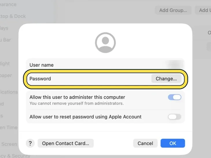 Screenshot from the guide: How to change your password on a Mac
