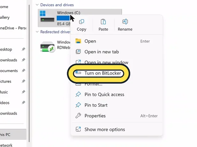 Screenshot from the guide: How to check if your drive is encrypted with BitLocker on Windows 11