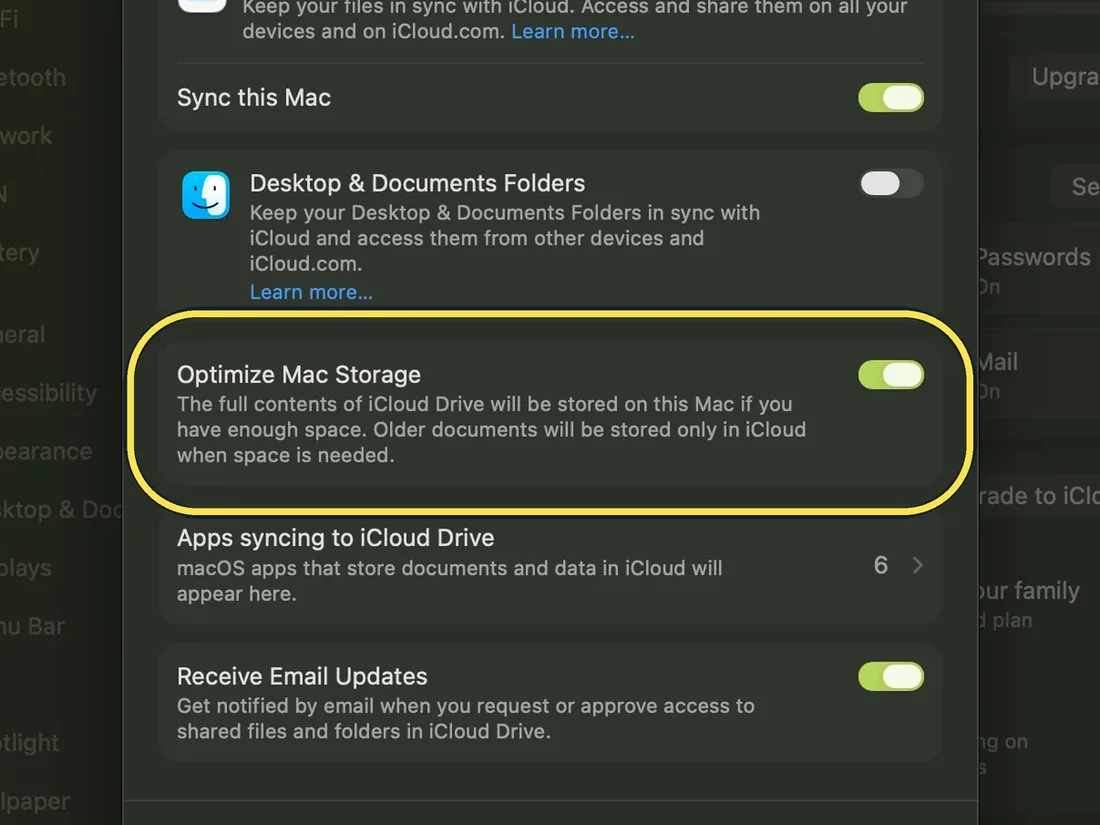 Screenshot from the guide: How to keep iCloud Drive files downloaded on a Mac