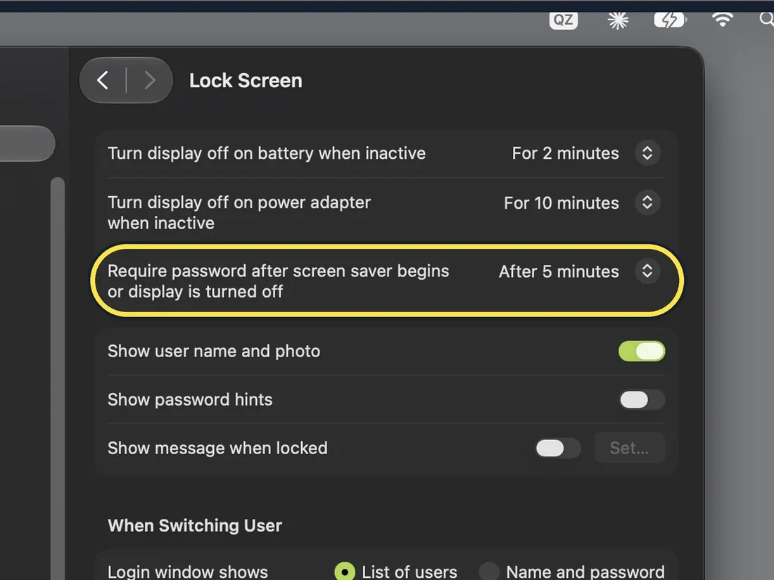 Screenshot from the guide: How to lock the screen on a Mac