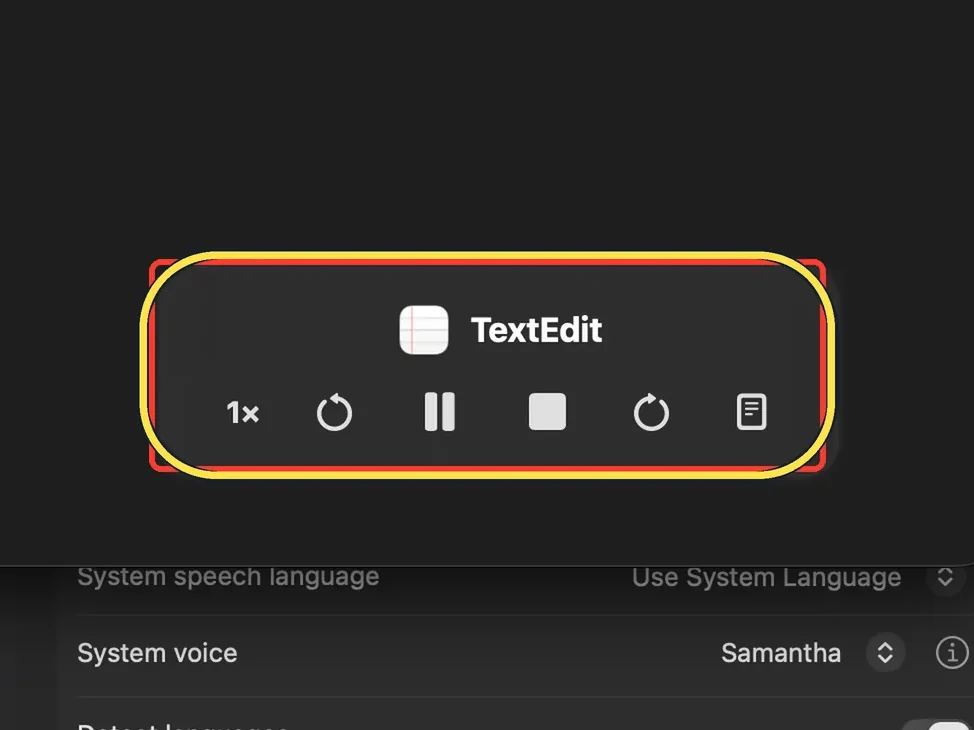 Screenshot from the guide: How to make a Mac read selected text aloud