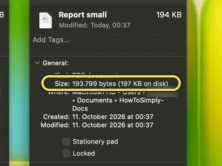 Screenshot from the guide: How to make a PDF smaller on a Mac with Preview