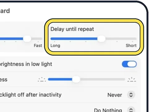 Screenshot from the guide: How to make keys repeat faster on a Mac