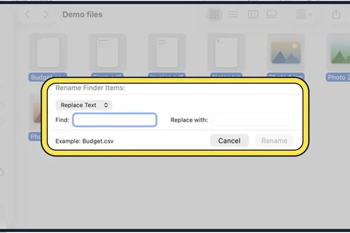 Screenshot from the guide: How to rename several files at once on a Mac