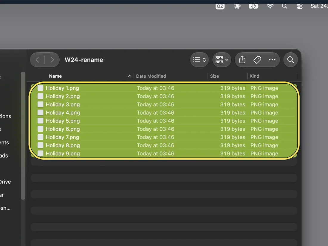 Screenshot from the guide: How to rename several files at once on a Mac