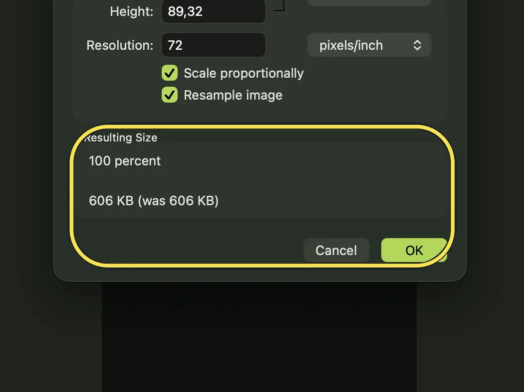 Screenshot from the guide: How to resize an image on a Mac with Preview