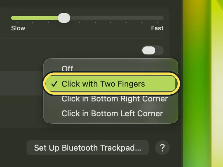 Screenshot from the guide: How to right-click on a Mac