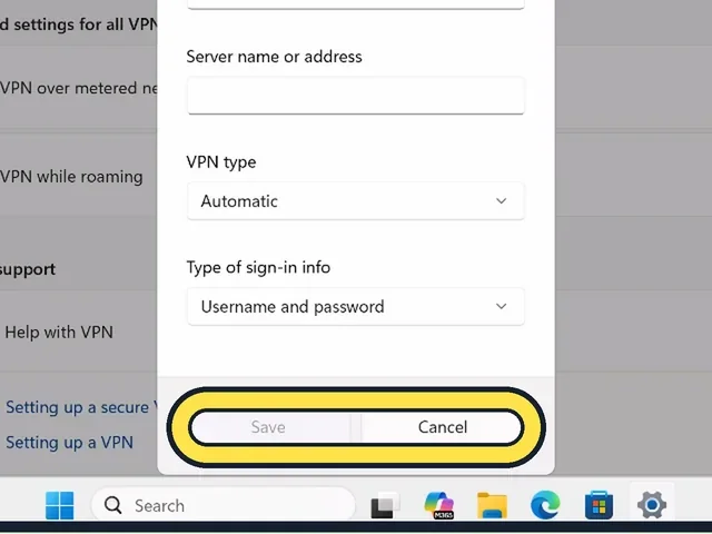 Screenshot from the guide: How to set up a VPN connection on Windows 11