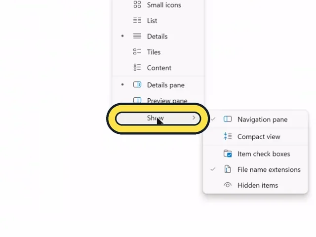 Screenshot from the guide: How to show hidden files and file extensions on Windows 11