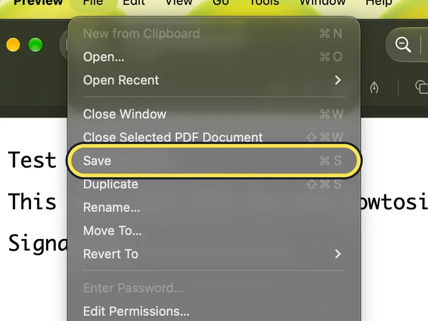 Screenshot from the guide: How to sign a PDF on a Mac