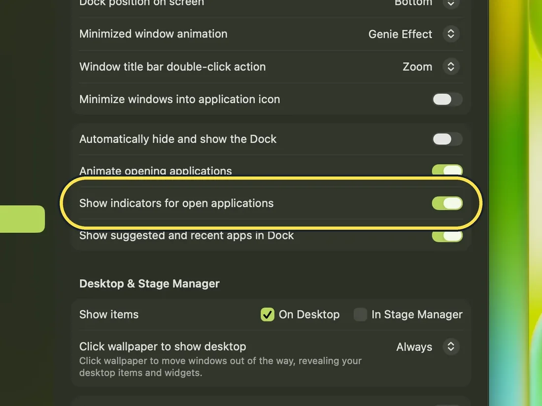 Screenshot from the guide: How to stop Dock icons bouncing on a Mac
