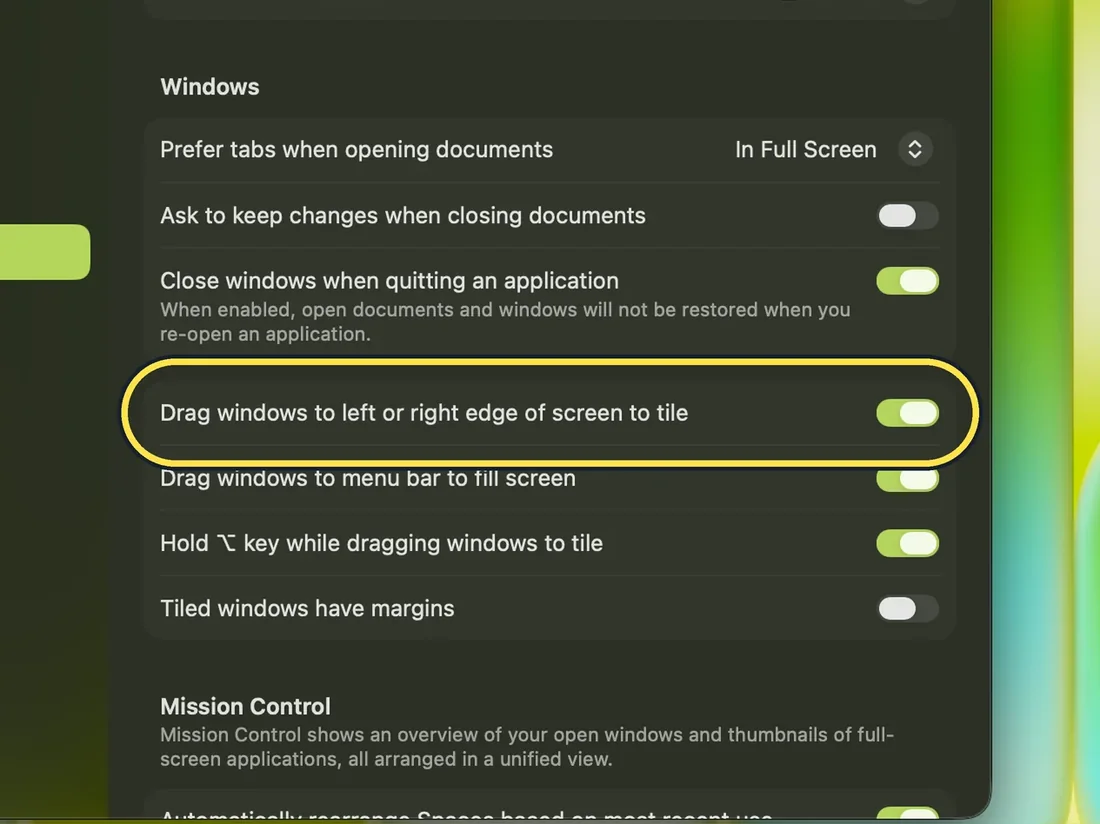 Screenshot from the guide: How to tile windows side by side on a Mac