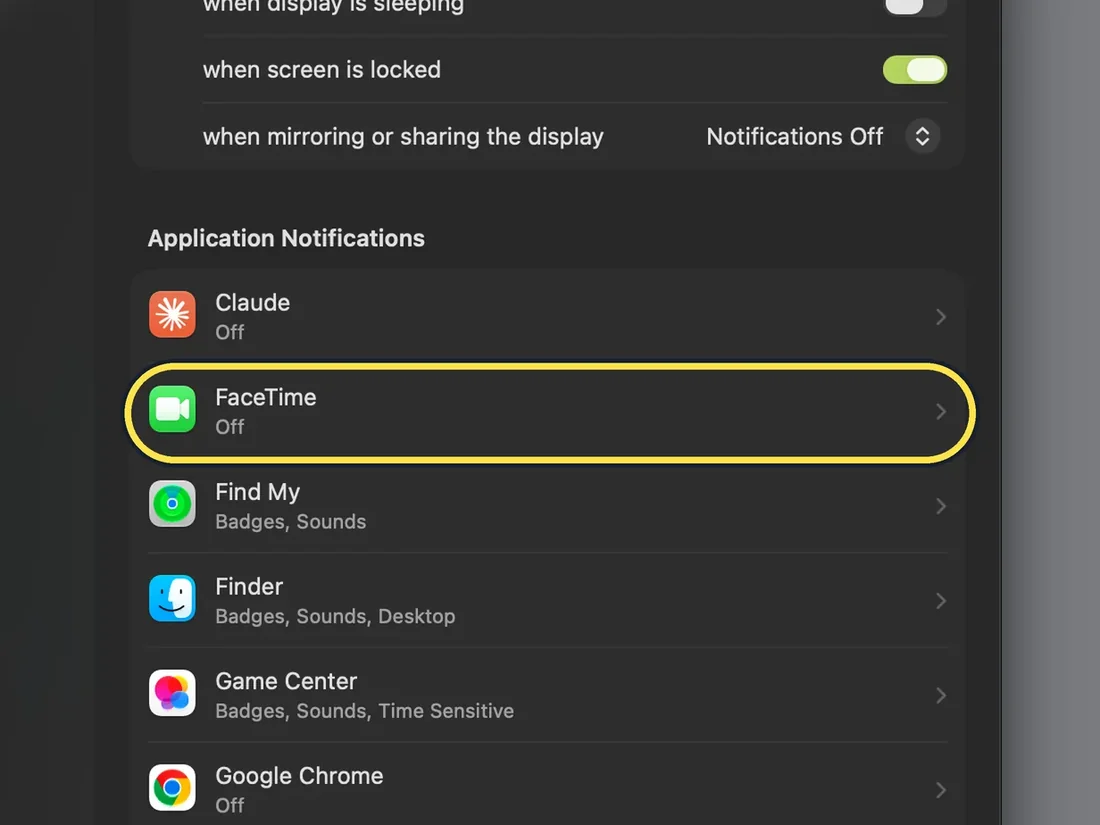 Screenshot from the guide: How to turn off notifications on a Mac