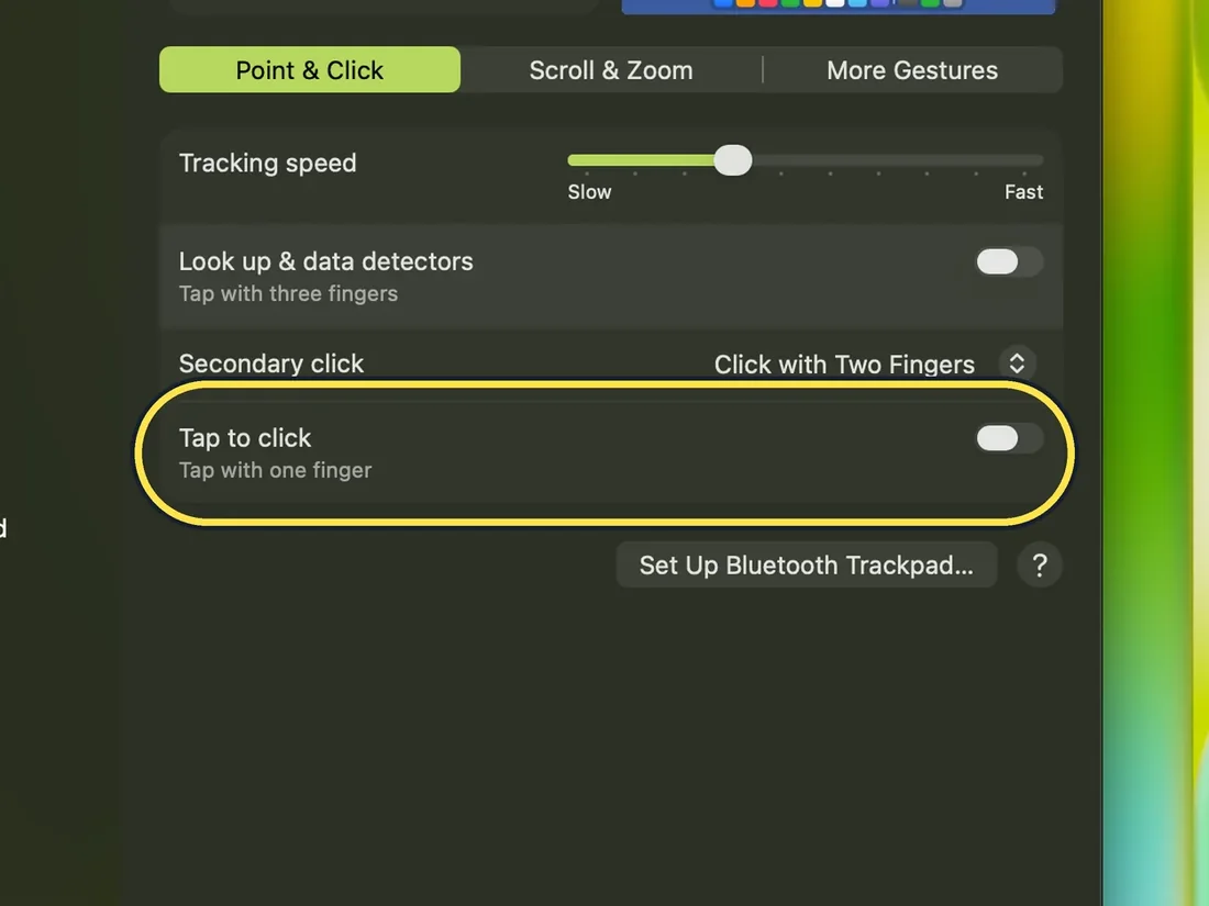 Screenshot from the guide: How to turn on tap to click on a Mac